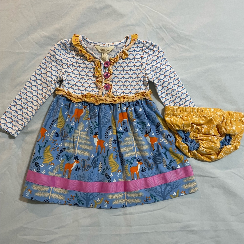 Matilda Jane Deer dress & bloomers 12-18m